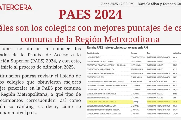 ¡Colegio San Gregorio de La Salle: Primer Lugar Comunal en PAES 2024!