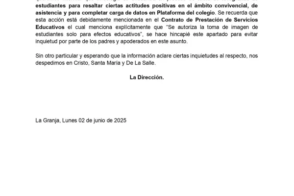 Comunicado sobre Fotografias Estudiantes
