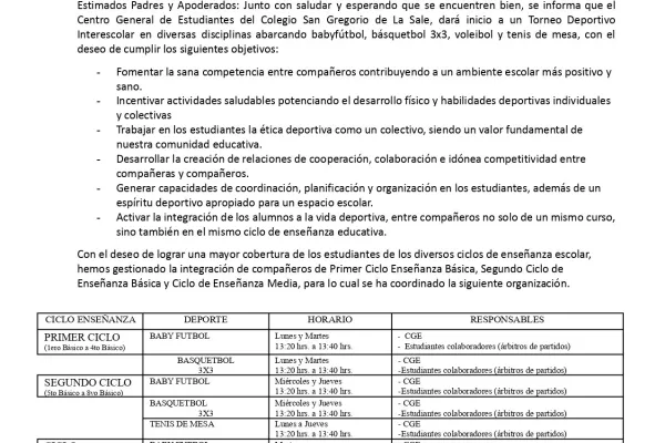 Campeonato deportivo Inter-escolar 2025