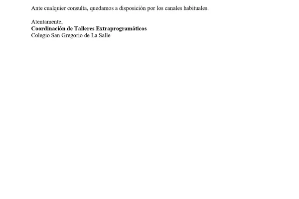 Comunicado de finalización de Talleres Extra Programáticos