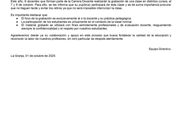 COMUNICADO GRABACIÓN DOCENTE