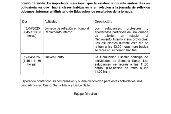 Comunicado Semana Santa 2025