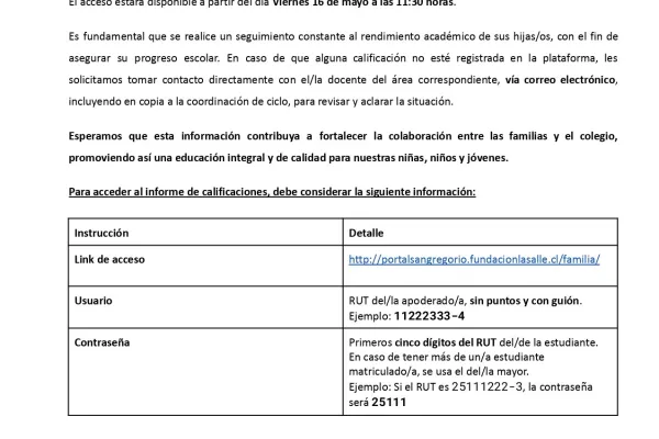 Circular N°9 Acceso Portal de Padres y Apoderados
