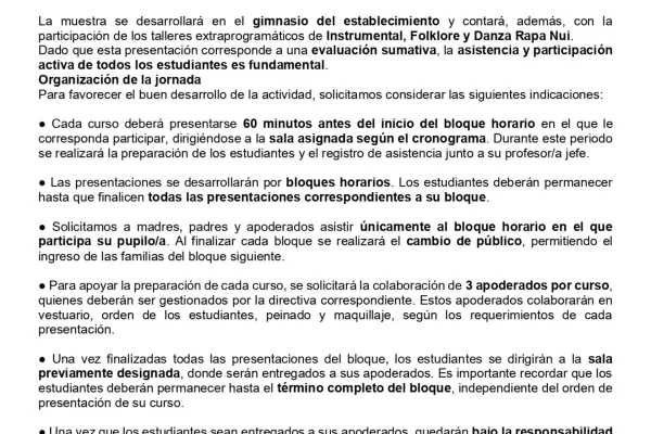 CIRCULAR N°12 INFORMACIÓN Y ORGANIZACIÓN DE LA JORNADA PARA MADRES, PADRES Y APODERADOS.