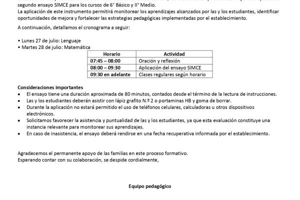 Segundo Ensayo SIMCE 2026