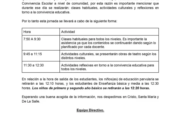 Día de la Convivencia Escolar 2026