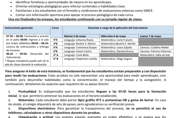CIRCULAR N°7 2026 “APLICACIÓN ENSAYO SIMCE”