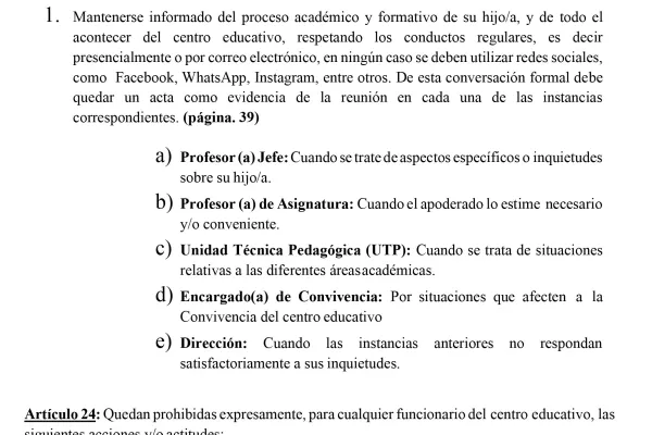 Comunicado acerca de los medios formales de comunicación
