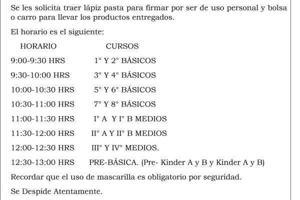 Cuarta entrega Kit JUNAEB