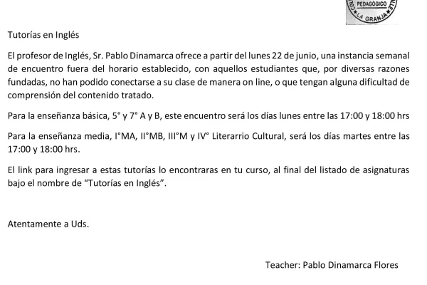 Tutorías en Inglés