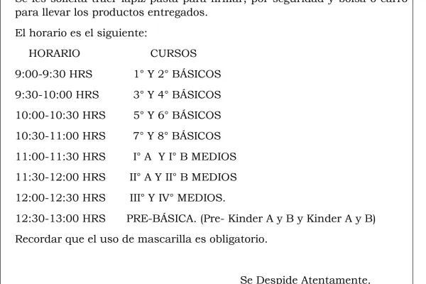 Tercera entrega del kit de alimentación JUNAEB