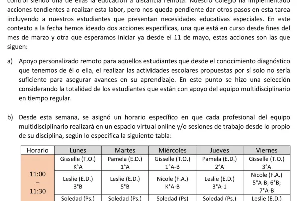 Informativo de equipo multidisciplinario