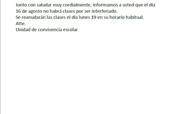 Comunicado Oficial 14 de agosto
