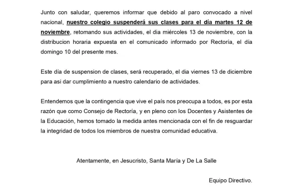 Comunicado Oficial 28 de Octubre