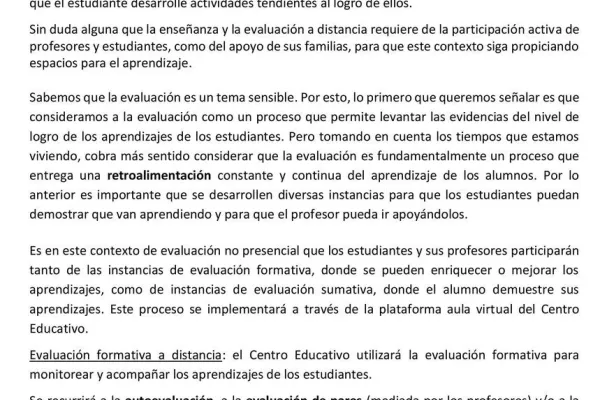 Informativo a padres y apoderados sobre la enseñanza y evaluación de los aprendizajes 