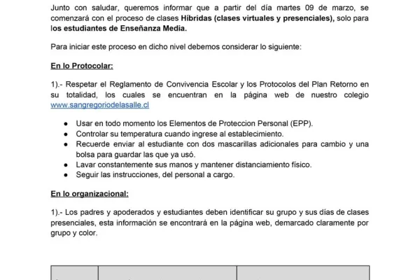 Comunicado a Padres y Apoderados