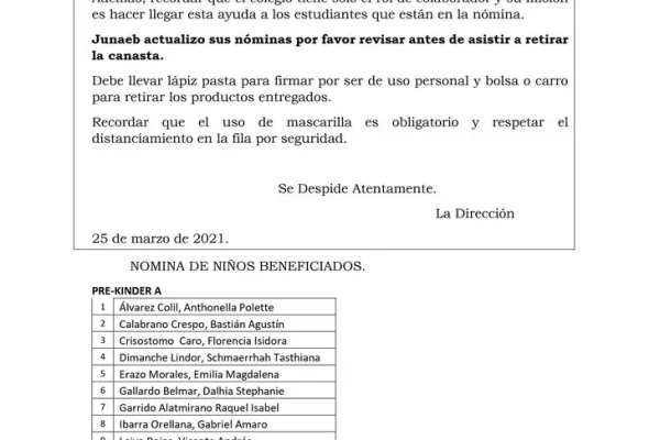 Entrega kit Junaeb N° 2