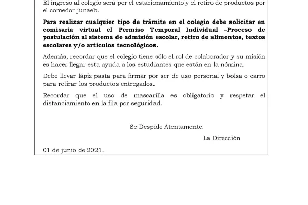 Quinta entrega del kit de alimentación JUNAEB