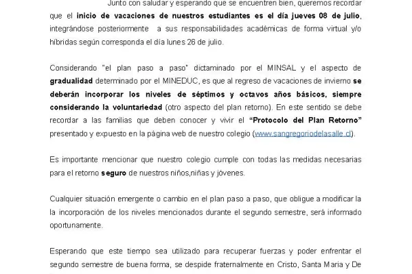 Vacaciones Invierno 2021