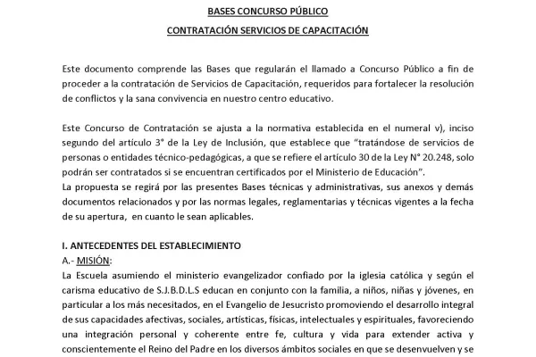 Bases concurso público contratación servicios de capacitación
