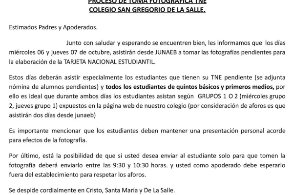 Proceso de toma fotográfica TNE