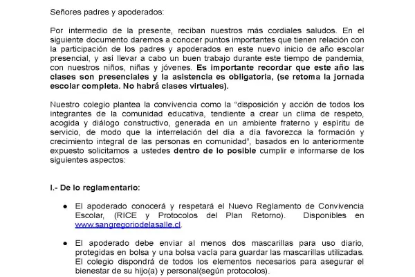 Inicio de clases Año 2022