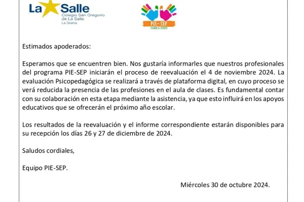 Comunicado PIE/SEP