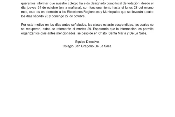 Comunicado Sede Votación 2024