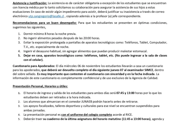 Circular Nº12  SIMCE